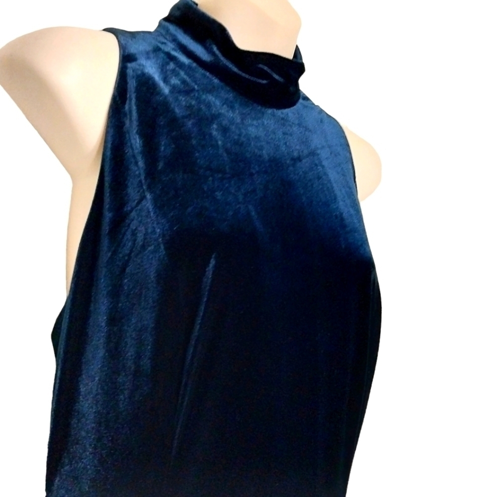 🔵BOGO FREE🔵 Reggio Dark Blue Velvety Sleeveless Maxi Dress Sz 10 - Picture 3 of 7